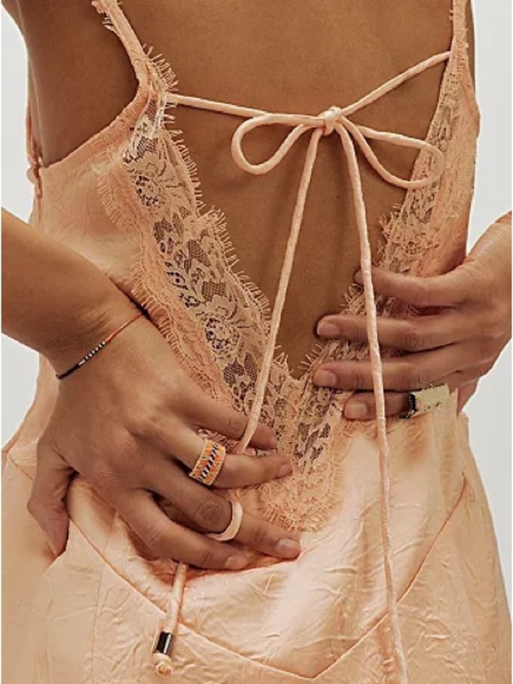 Free People Peach Lace-Trim Slip Maxi Dress - Picture 3 of 6